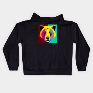 Pop Art Bear Face Kids Hoodie